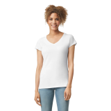 Playera cuello v blanca dama tallas s-xl