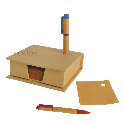 PORTA NOTAS ECOLOGICO CON BLOCK Y PLUMA | Articulos Promocionales