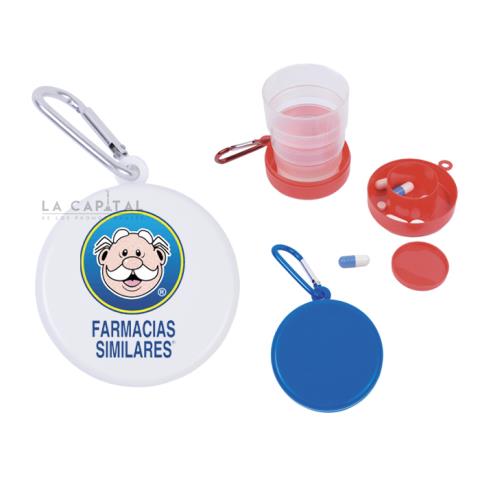 VASO PLEGABLE ROJO Y AZUL PILDORA  | Articulos Promocionales