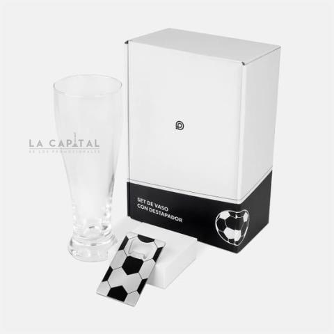 SET DE VASO Y DESTAPADOR SOCCER | Articulos Promocionales