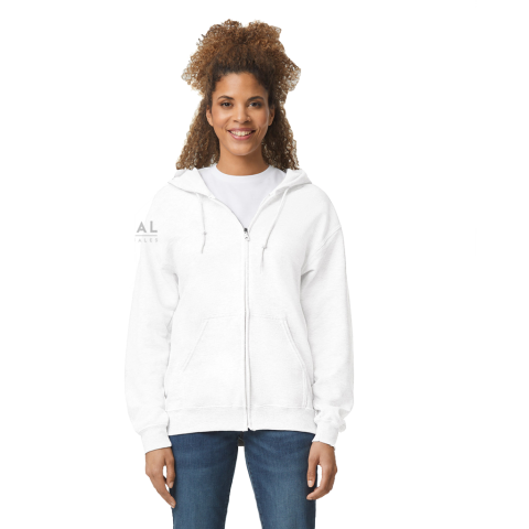 SUDADERA UNISEX CON CIERRE Y CAPUCHA ADULTO BLANCA TALLA 2XL | Articulos Promocionales