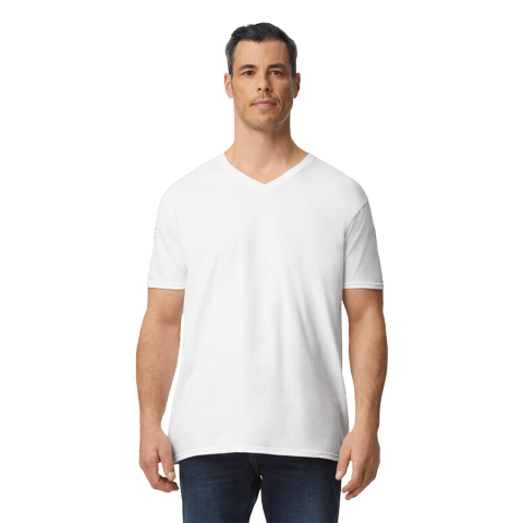 Playera Cuello V Caballero Blanca Tallas S-XL | Articulos Promocionales