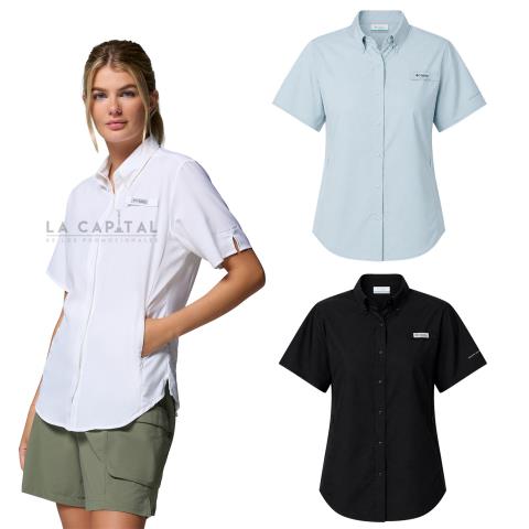 CAMISA DE MANGA CORTA CON REJILLAS COLUMBIA  TALLAS XS-XL | Articulos Promocionales